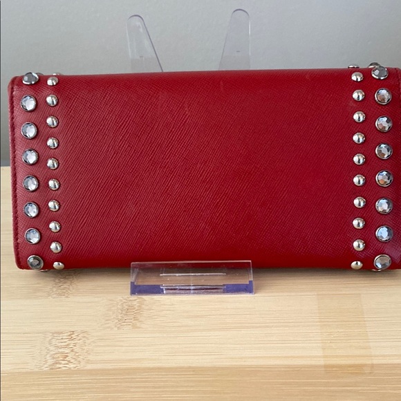 Prada Red Saffinao Studded Borchi Continental Wallet w/Baby Quick Access Pouch - Picture 5 of 14